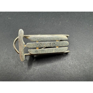 Vintage Gio Signed Silver Tone Snow Sled Brooch Pin w/ Engraved Nancy